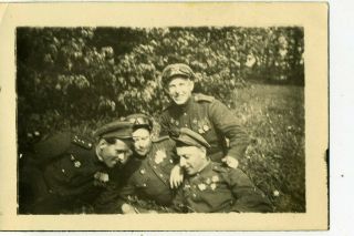 1945 Ww2 Awards Officers Red Army Rkka Russian Vintage Photo
