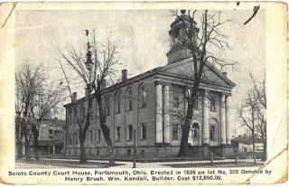 Old Postcard Scioto County Court House Portsmouth Ohio Vote John Hall Republican