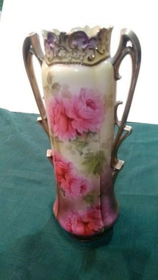 Gorgeous Victorian Royal Vienna Germany Rare Vase Pink Rose Gold