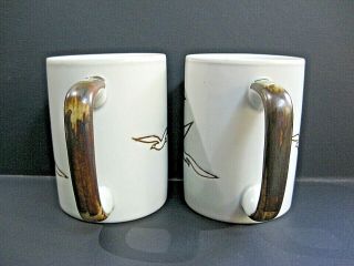 2 Glazed Stoneware Otagiri Style Seagull Ocean Coffee Tea Cups Mugs Brown Tan 2