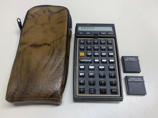 Vintage Hewlett Packard Hp - 41cx Scientific Calculator W/ Memory/ Math 1 Modules