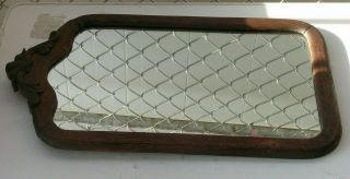 Antique Vintage Wood Wall Mirror Folk Art With Carved Detail 23 " X 14 "