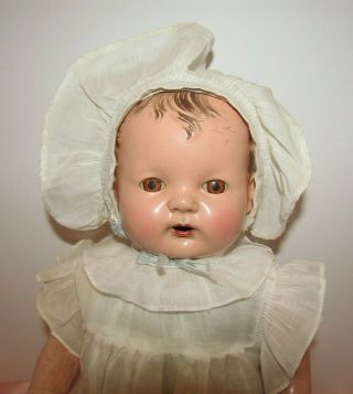 Vintage Doll Effanbee Baby Evelyn Composition 17” – 18” 1920s Tlc / Restore
