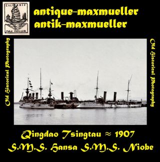 China Qingdao Tsingtau S.  M.  S.  Niobe S.  M.  S.  Hansa - Orig Photo ≈ 1907 Good Size