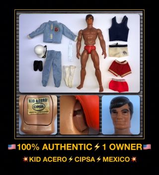 Vtg Mattel Cipsa Big Jim Kid Acero Mexico Commander Leader Doll Wolf Pack Lobo