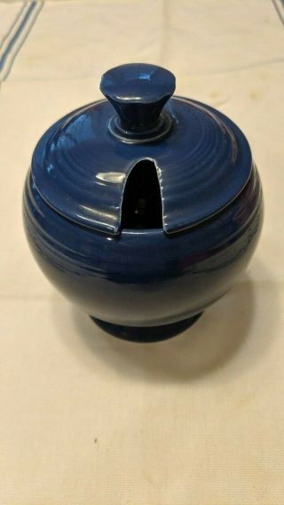 Vintage Cobalt Fiesta Marmalade Jar With Lid - Fiestaware