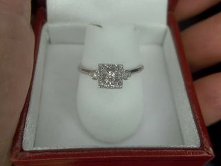 Vintage 14k White Gold Diamond Engagement Ring.  Sz 6
