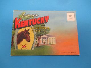 Vintage Souvenir Postcard Folder 1939 Kentucky The Blue Grass State S363