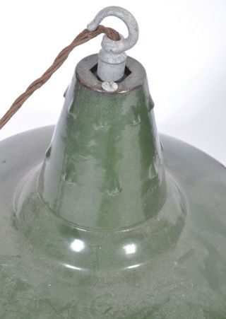 Vintage Industrial Porcelain Enamel Pendant Lights Green 20th Century 3