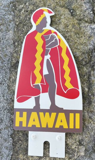 Vintage Antique Hawaii King Kamehameha License Plate Topper Hawaiian Rare