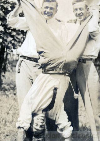 1911 Two Men Hold Up A Guy Legs Apart Pocket Watch Dangling Gay Int