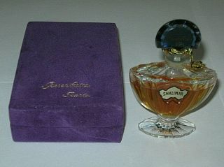 Vintage Guerlain Shalimar Perfume Bottle & Box 1/2 Oz Open 1/2,  Full - 1970s