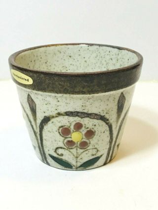 Vintage Otagiri Pottery Planter Flower Pot Small Handpainted Bohemian Style 2
