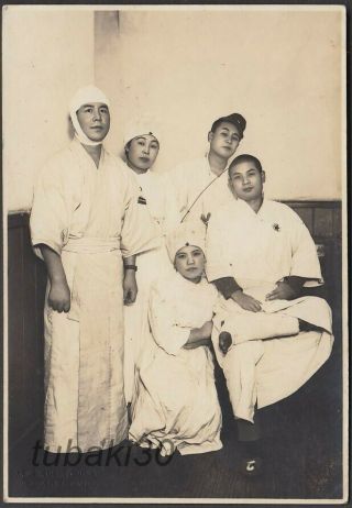Qq13 Ww2 Japanese Army Hospital Photo Red Cross Nurses & Wounded Soldiers