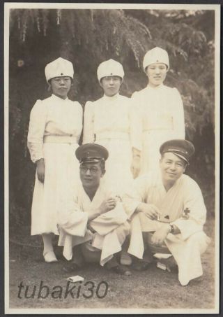 Qq10 Ww2 Japanese Army Hospital Photo Red Cross Nurses & Wounded Soldiers