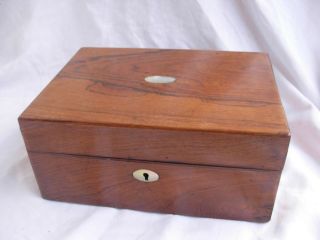 Antique French Wood,  Mother Of Pearl Sewing Box,  Late 19th Century.