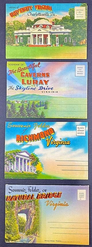 4 Vintage 1930 - 1940 Souvenir Folders Of Virginia