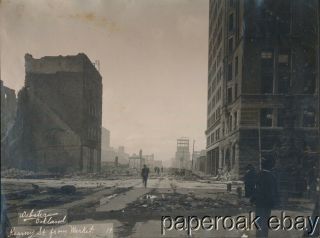 1906 Photo Of San Francisco Earthquake & Fire Damage By Webster