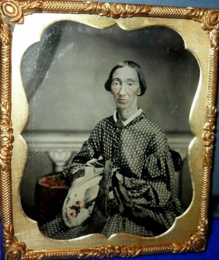 Civil War Era 1/6th Size Tinted Tintype Image Of Ann Margaret Devoe,  Tax Stamps