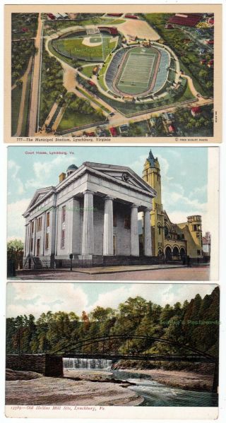 3 - Lynchburg Virginia - Old Postcards Court House Municipal Stadium Bridge