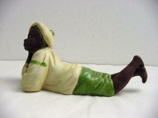 Antique Bisque Porcelain Figurine,  Black Americana,  Laying Boy