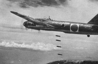 Wwii Photo Japanese Bomber Mitsubishi G4m " Betty " During The Bombin World War/9g