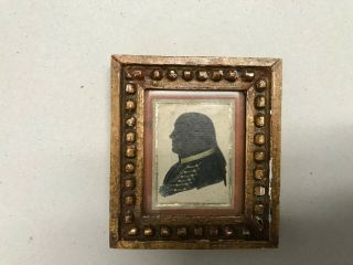 Antique Pen/ink Silhouette Portrait Of Soldier 19th C British/colonial W/medal