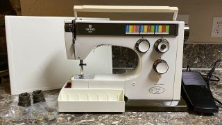 Husqvarna Viking 6370 Vintage Sewing Machine With Case Foot Pedal Accessory