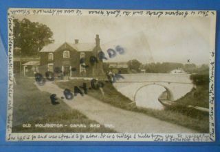 Postcard Posted 1909 Canal And Inn Old Olverton Nr Milton Keynes Buckinghamshire