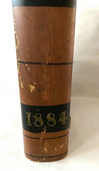 Large Antique Primitive Folk Art Wood Painted Box in the Shape of a Book 1884 3