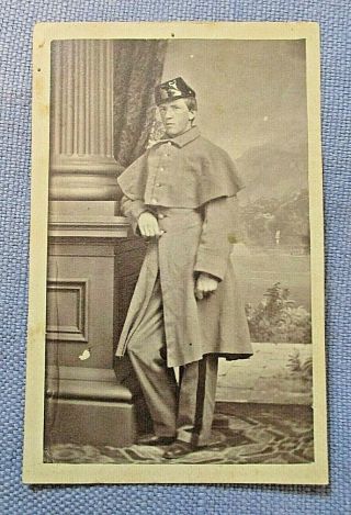 Cdv - Militia Private In Overcoat And Rain Cover Dated May 1861