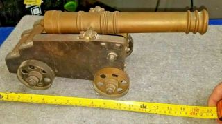 Large Table Top Black Powder Brass Signal Cannon 13 Inch Barrel 16 Inches Long,