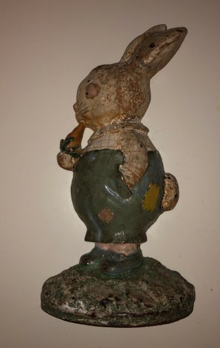 Antique Hubley Grace Drayton Peter Rabbit W Carrot Cast Iron Art Statue Doorstop