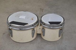 Vintage Premier Olympic White Cream Bongo Drum Set 8x6 " W/ Everplay Skins Heads