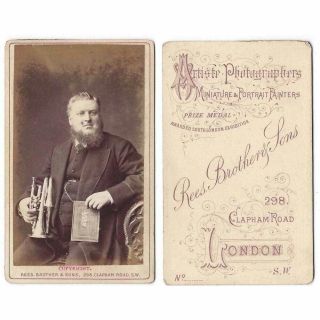 Cdv Victorian Man With A Trumpet Carte De Visite By Rees Of London
