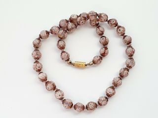 Vintage 16.  5 " Venetian Pink Millefiori Glass Bead Necklace 30gr