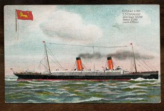 Ss " Campania " Cunard Line Old Vintage Postcard