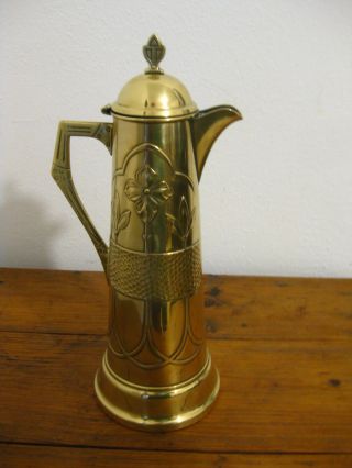 Antique German Wmf Art Nouveau Jugendstil Brass Beer Wine Jug Pitcher Ewer 1900s