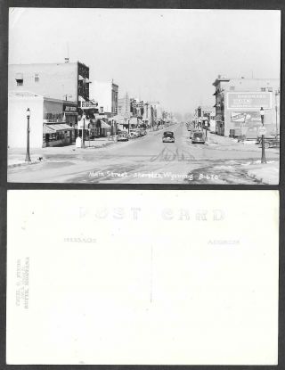 Old Wyoming Real Photo Postcard - Sheridan - Main Street Scene - Coca Cola Sign