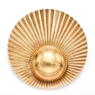 Tiffany & Co Vintage 14k Yellow Gold Round Ribbed Brooch Pin 5.  9 Grams