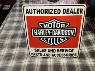 Vintage Antique Harley Davidson Sales And Service Porcelain Sign 1940 