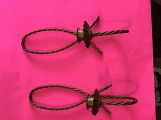 Vintage Braided/Twisted Metal Wire Wall Sconce Candle Holder.  Brass Plaque Deco 3