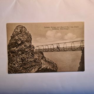 Tubular Bridge & Man - O - War Sea Stack,  Gobbins,  Islandmagee - Old Postcard