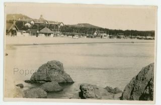 Vintage China Photograph 1924 Tsingtao Beach View Cabanas Qingdao Sharp Photo