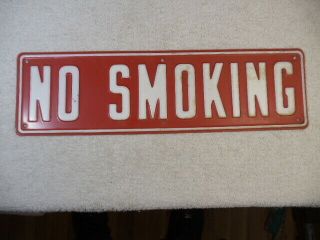 Vintage " No Smoking " 16 " Embossed Metal Sign