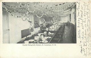 E Canterbury Hampshire Shakers Family Dining Hall Old 1906 Postcard View