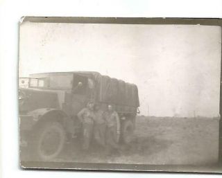 Ww2 Photo - Us Soldiers Standing Next To Truck - 213th Aa