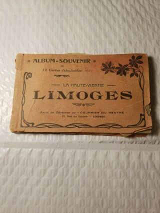 Vintage French Postcard Souvenir Book Limoges.  11 Black And White Postcards.