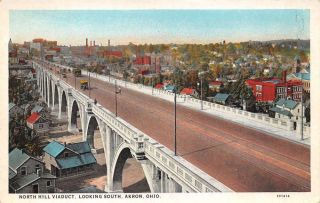 Akron Ohio Looking South On North Hill Viaduct Vintage Postcard Gg