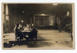 Rppc Wwi World War I Era German Military Dining Hall Vintage Real Photo Postcard